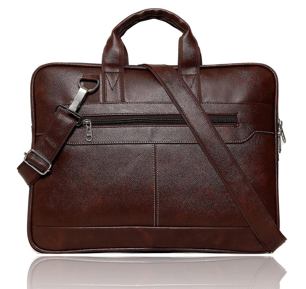 Vintage-Look Faux Leather Laptop Messenger Bag 16 Inch